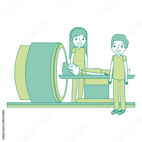 tomography scanner machine with patient and doctor vector illustration