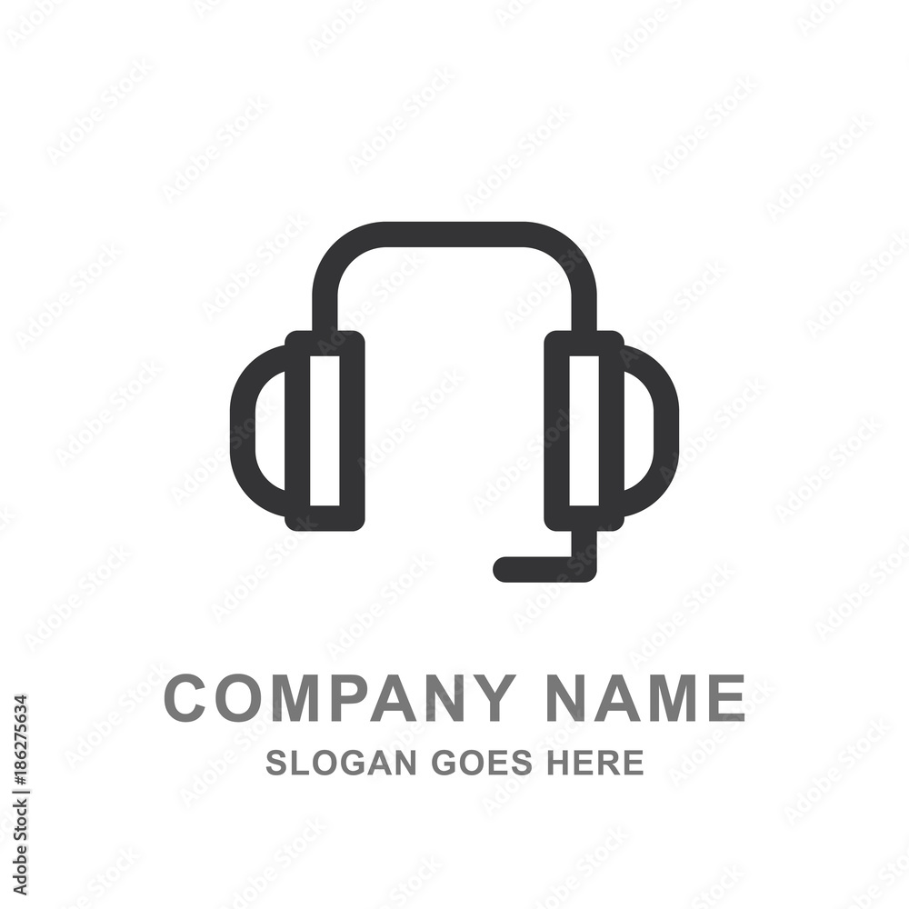 Headphone Headset Music Communication Technology Logo Vector Icon Headphone Headset Music Communication Technology Logo Vector Icon