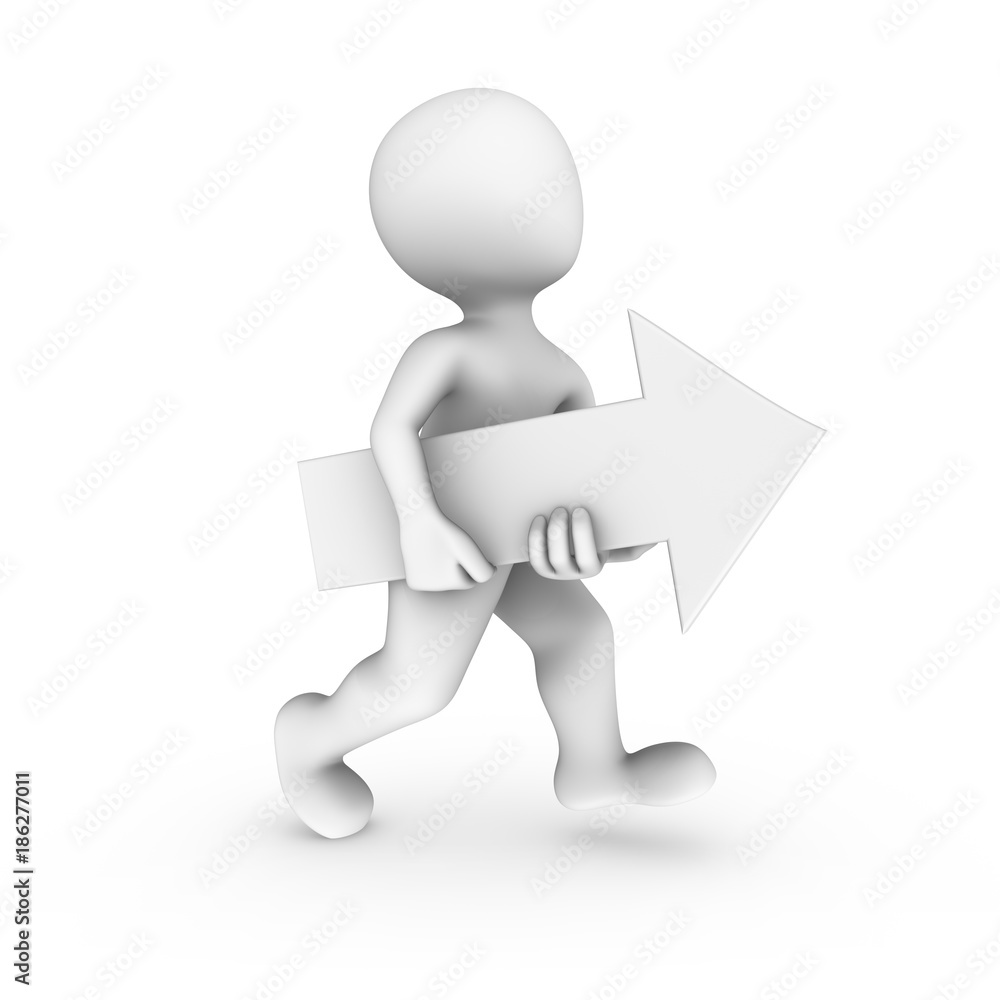 3d white man with arrow in hands. 3d white man with arrow in hands.