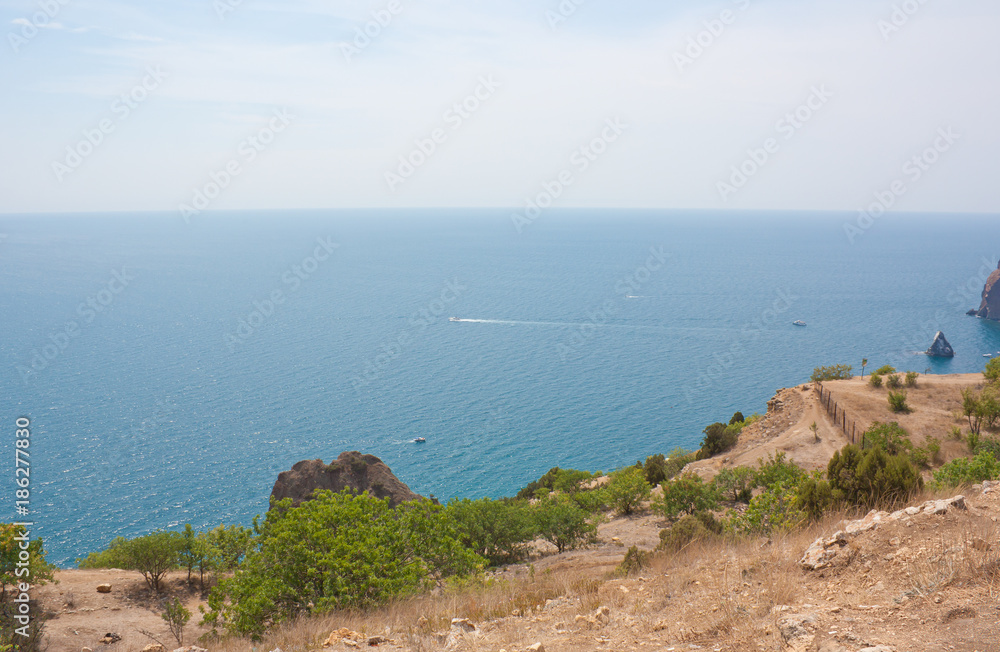 Summer landscape in the Crimea. Cape Fiolent near Sevastopol. Russia