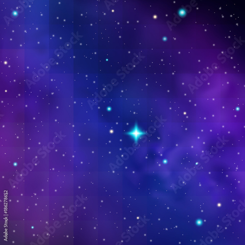 Retro Background with Star Field and Clouds