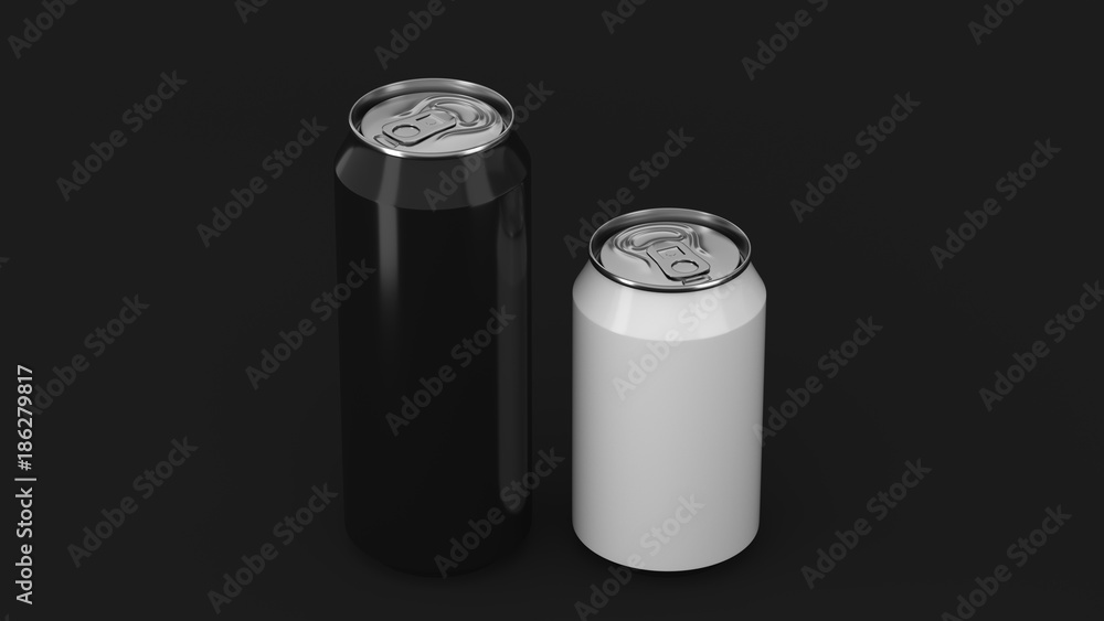 Big black and small white soda cans mockup Big black and small white soda cans mockup