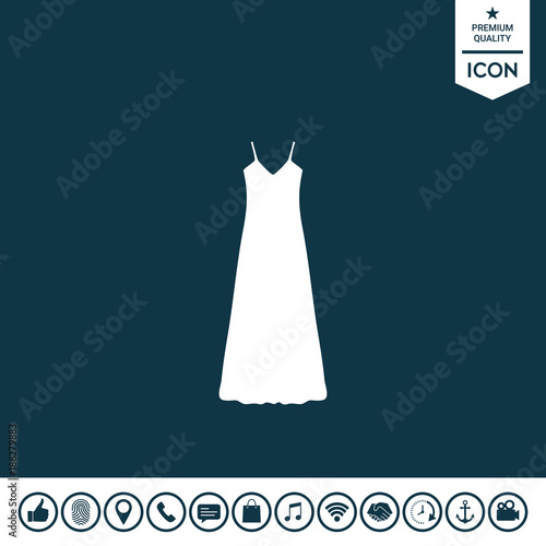 Long Dress, Evening dress, combination or nightie , the silhouette. Menu item in the web design