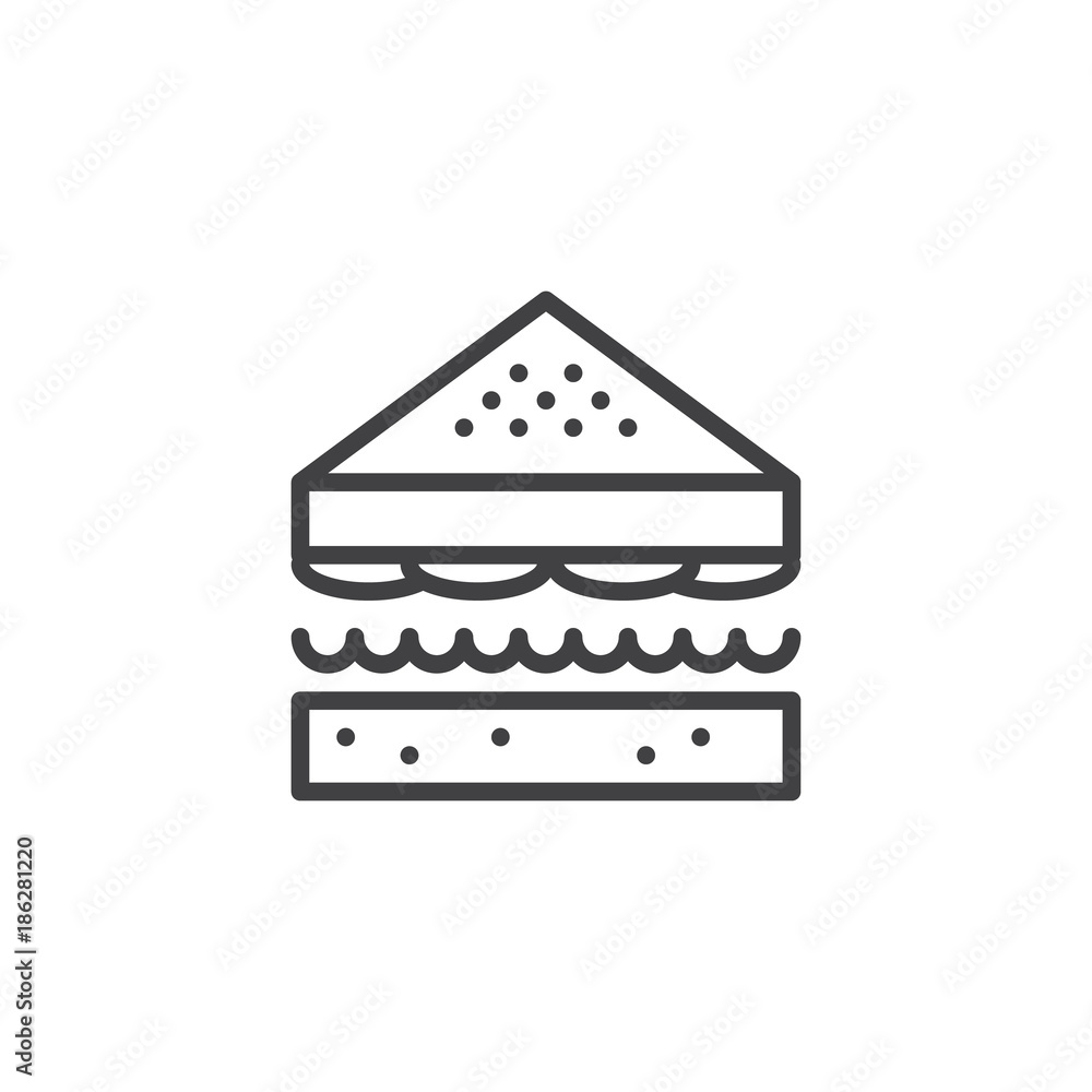 Sandwich line icon, outline vector sign, linear style pictogram isolated on white. Bread symbol, logo illustration. Editable stroke Sandwich line icon, outline vector sign, linear style pictogram isolated on white. Bread symbol, logo illustration. Editable stroke
