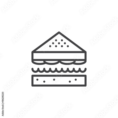 Sandwich line icon, outline vector sign, linear style pictogram isolated on white. Bread symbol, logo illustration. Editable stroke