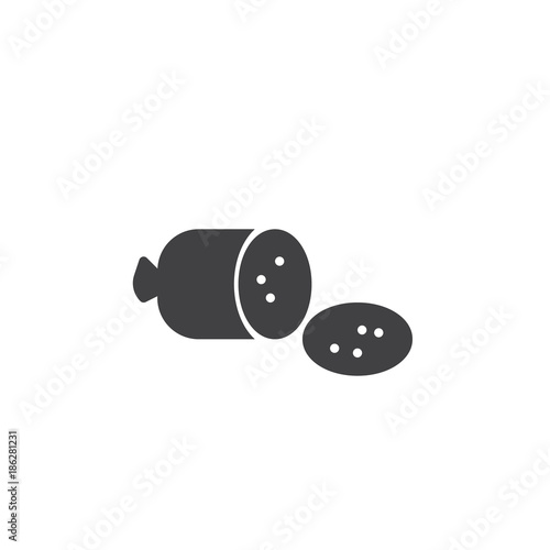 Sausage salami icon vector, filled flat sign, solid pictogram isolated on white. Sliced sausage symbol, logo illustration.