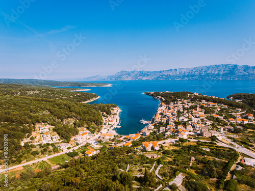Fototapeta Naklejka Na Ścianę i Meble -  Aerial - High ange view of village. Small Adriatic town