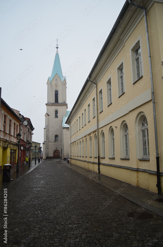 Fototapeta premium Stare miasto w Oświęcimiu zimą/The old town in Oswiecim in winter, Lesser Poland, Poland 