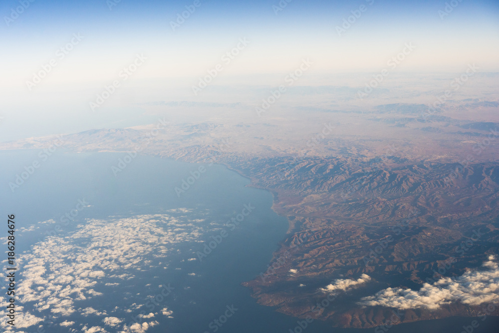 Aerial view of North Africa and Alboran sea