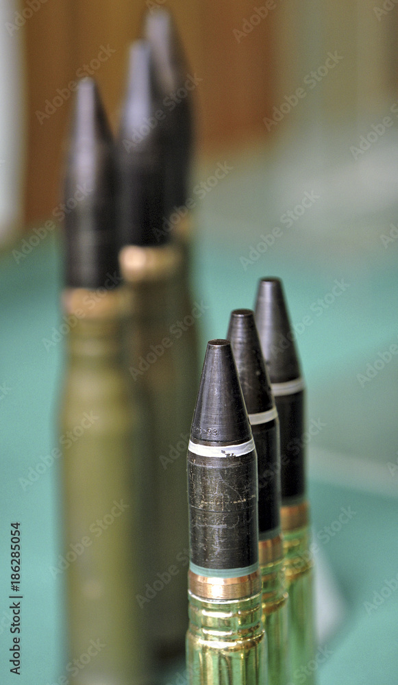Naklejka premium Machine firearm gun ammunition produced in armament factories in Poland