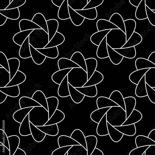 White floral seamless pattern on black background