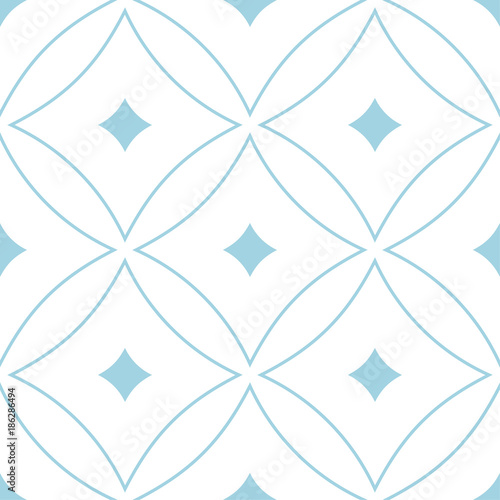 White and blue geometric ornament. Seamless pattern