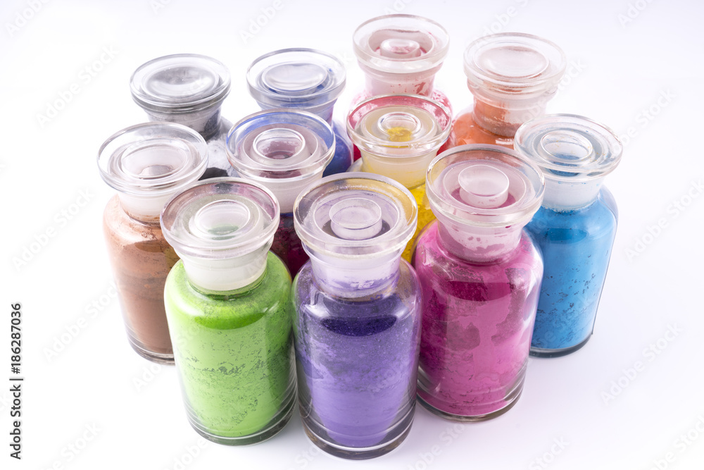 glass containers containing natural colored pigments in powder glass containers containing natural colored pigments in powder