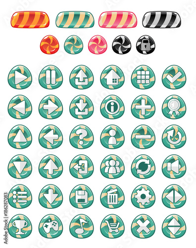 Sweet Candy Game Button Set