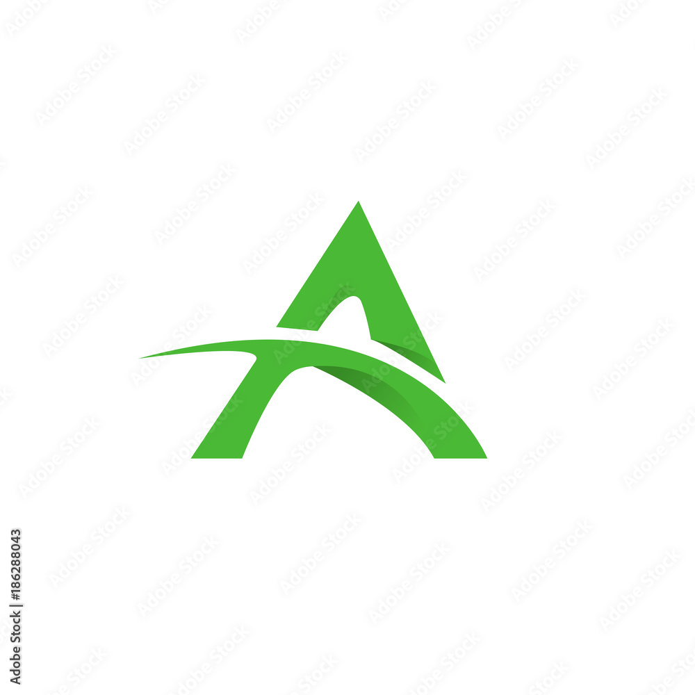Obraz premium A Letter logo Green 3D