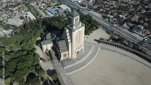 Aerial view of Votive temple at Maipu district in Chile photo