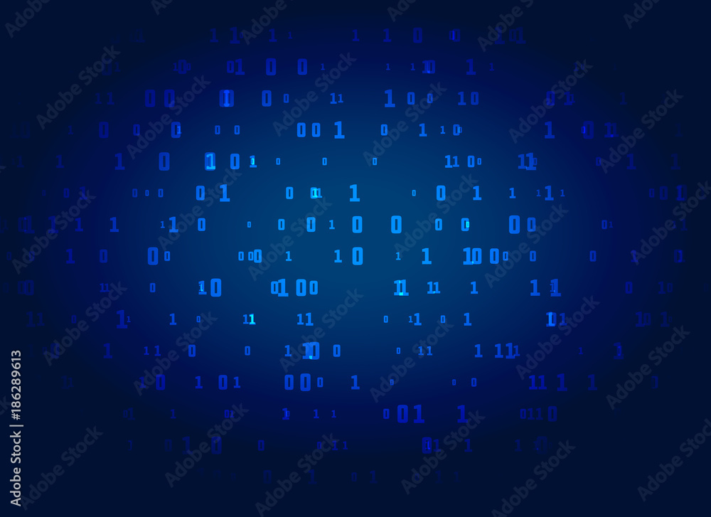 digital blue technology background with binary numbers