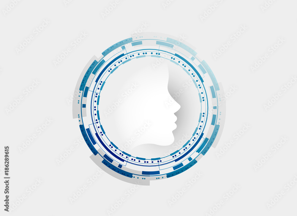 Naklejka premium technology face concept design, artifitical intelligence template