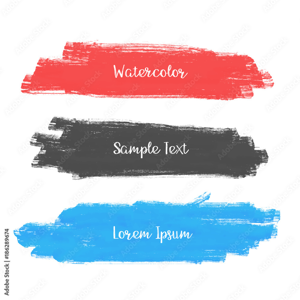 set of three watercolor stroke banner design
