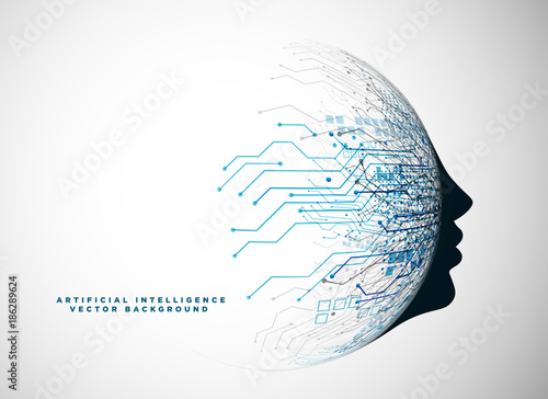 futuristic digital face for artificial intelligence background