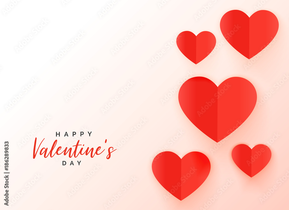 red origami hearts background for valentine's day