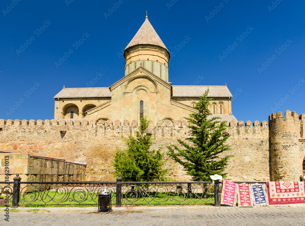 Svetitskhoveli Cathedral in Mtskheta village. Mtskheta is a popular tourist destination in Georgia.