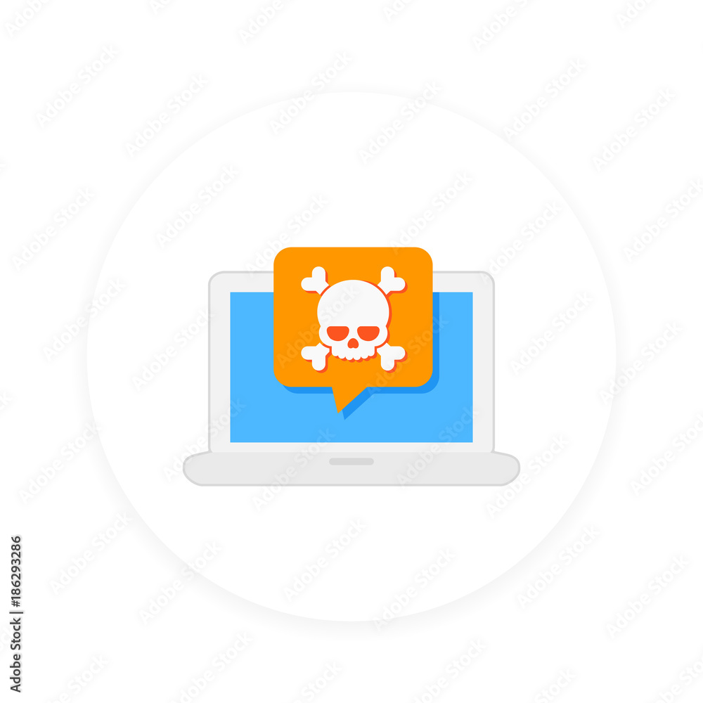 malware, spam, fraud, insecure connection, online scam, computer virus vector icon malware, spam, fraud, insecure connection, online scam, computer virus vector icon