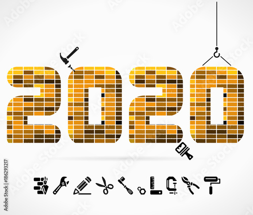 Build 2020 concept illustration with construction icons