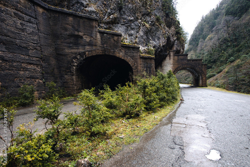 Tunnel in mountain in Abkhazia.