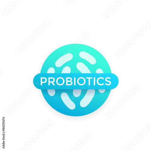 probiotics bacteria vector badge