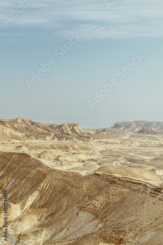 Verical landscape view on dry middle east wilderness in Israel