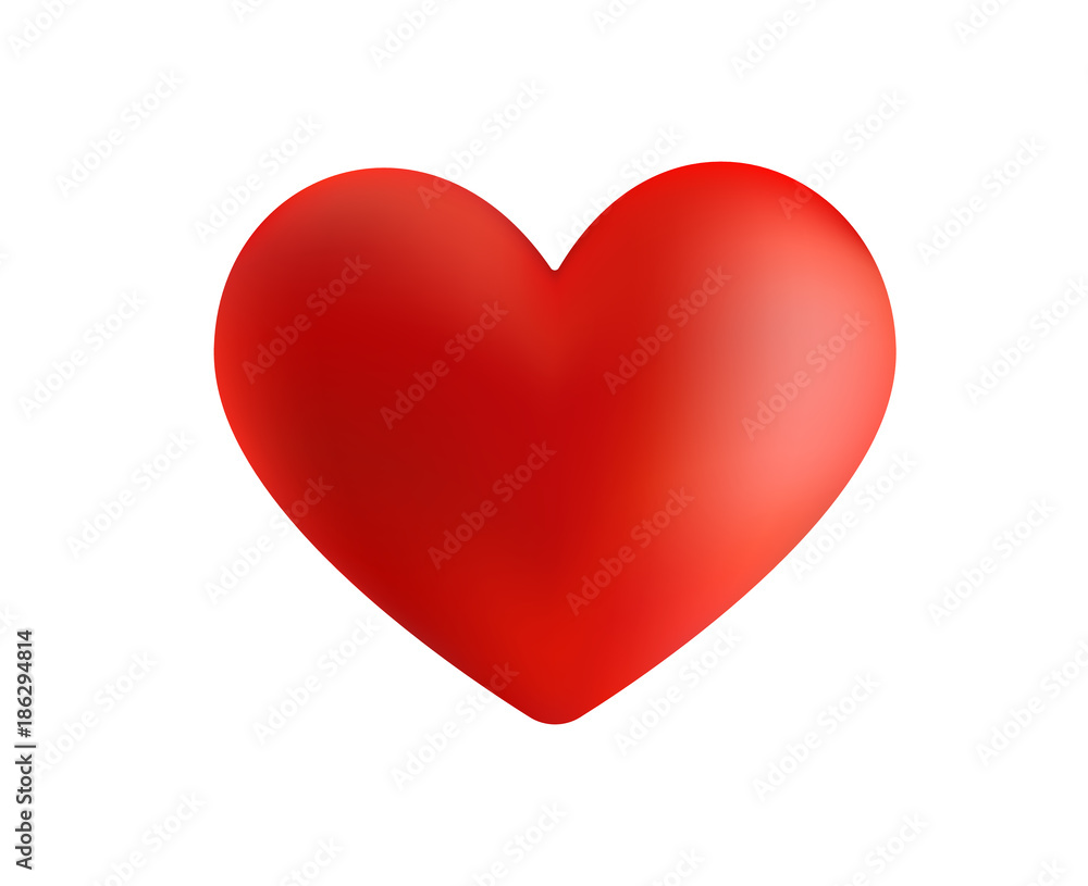 Vector 3D heart isolated on white. Valentine s day heart. Beautiful heart illustration Vector 3D heart isolated on white. Valentine s day heart. Beautiful heart illustration