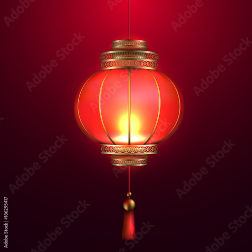 Vector realistic 3d chinese flashlight