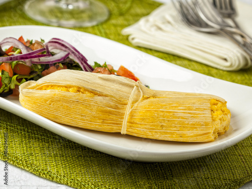 South American food, tamales or humitas photo