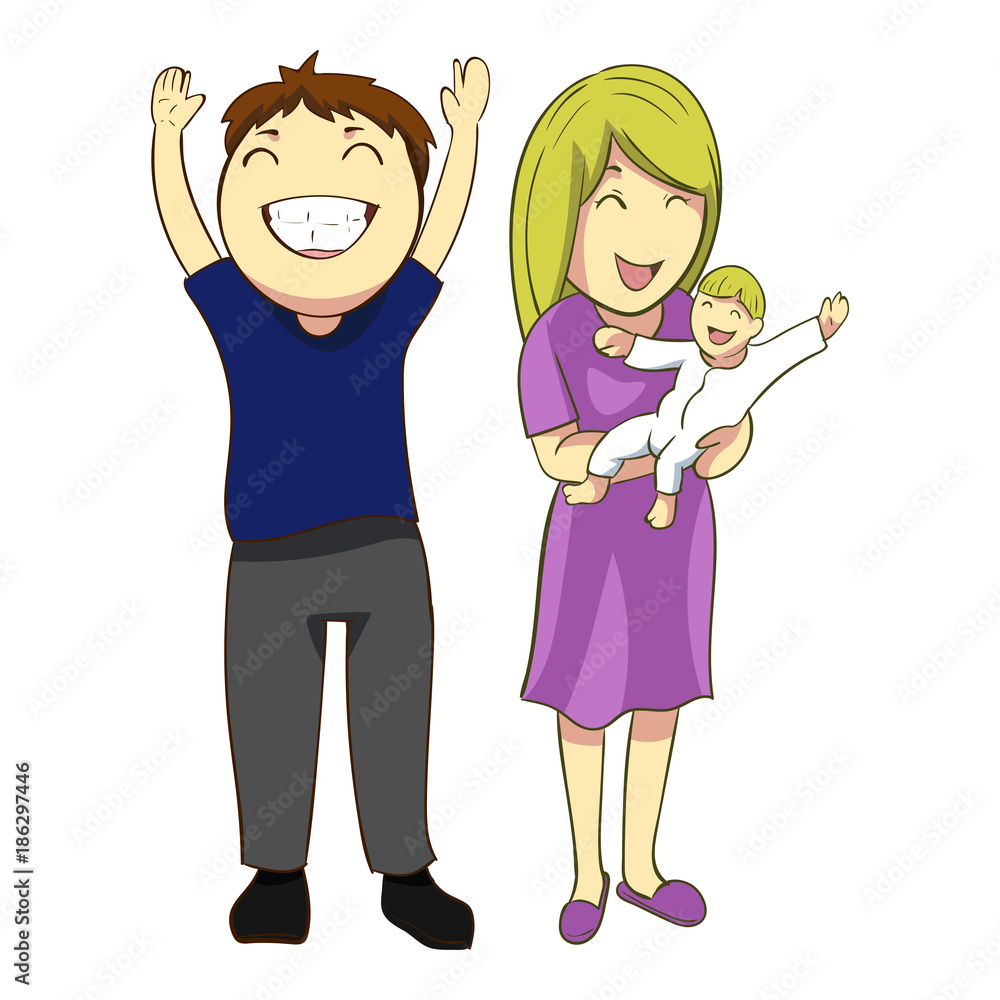 vector illustration happy father, mother and baby vector illustration happy father, mother and baby