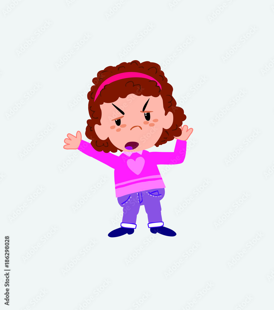 White girl with sweater argues something with a gesture of discontent. White girl with sweater argues something with a gesture of discontent.