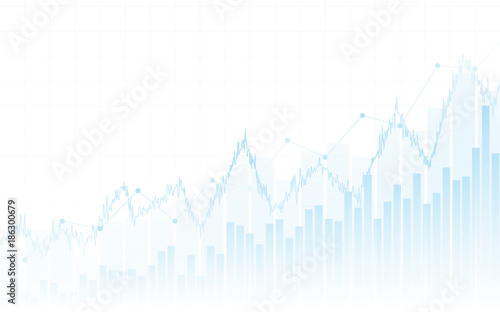 Abstract financial chart with up trend line graph and bar chart in stock market on white color background photo