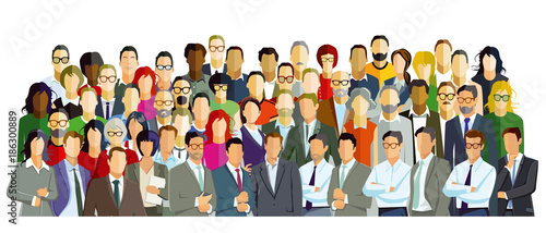 Gruppenbild mit diversen Personen, Illustration