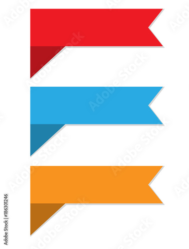 three ribbon banner on white background. set of 3 banner and ribbon design elements.