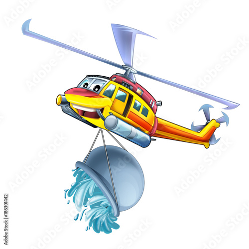 Cartoon funny looking helicopter - illustration for children