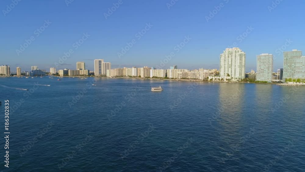 Aerial video boats and condominiums Miami Beach Biscayne Bay FL Aerial video boats and condominiums Miami Beach Biscayne Bay FL