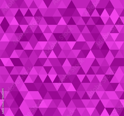Seamless pink abstract pattern. Geometric purple print composed of triangles and polygons. Bright rose background.