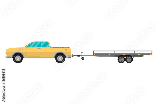 Pickup truck with trailer for transportation several obgect or small cargo.