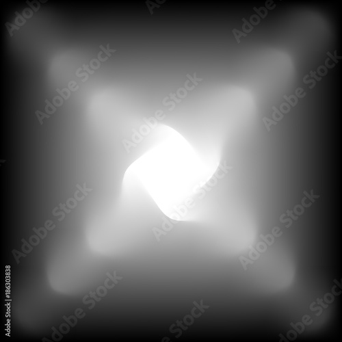 Dark monochrome geometric pattern with black square and white star. Modern 3d print.