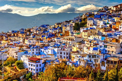 Chefchaouen panorama, blue city, Morocco © dinozzaver
