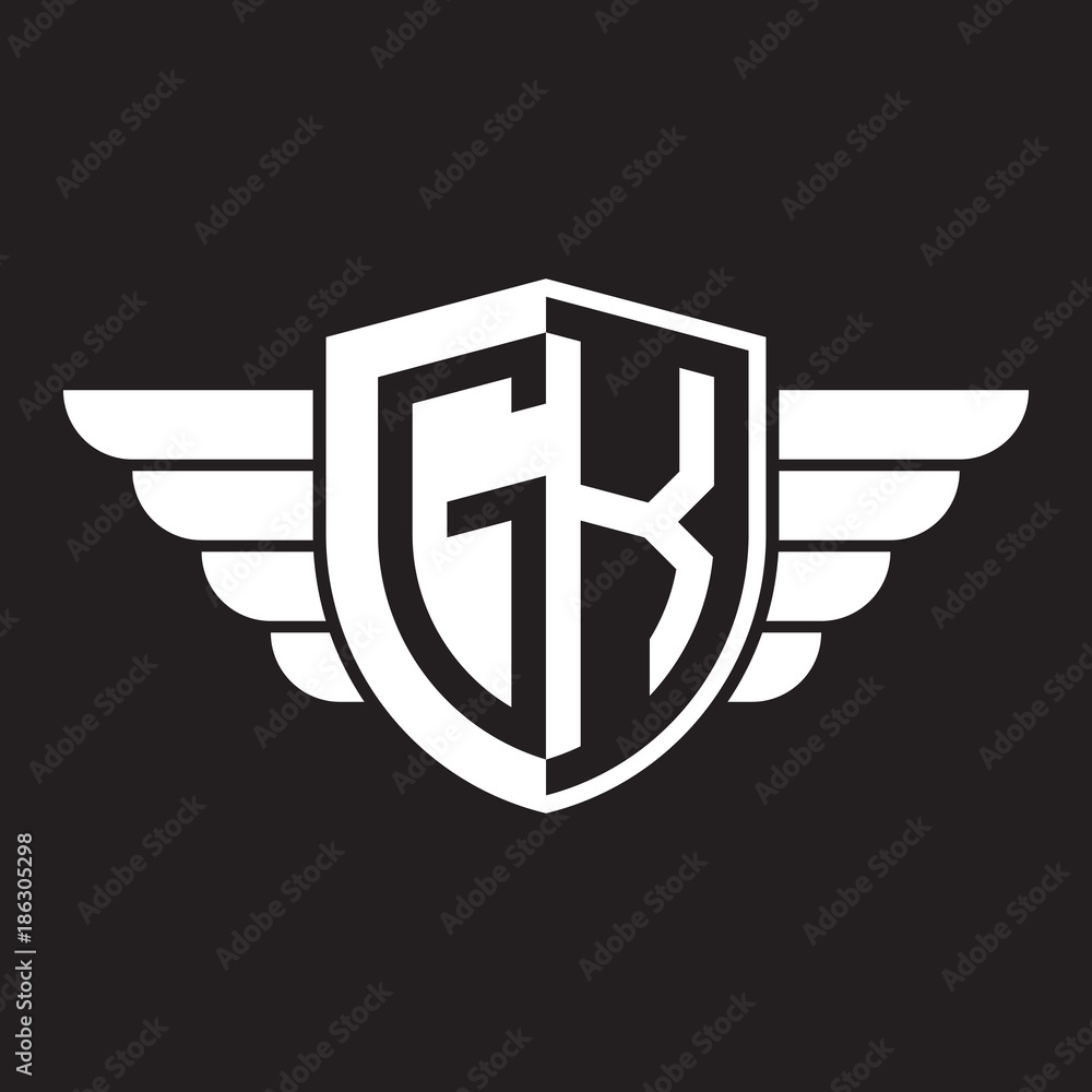 Initial two letter logo shield with wing Initial two letter logo shield with wing