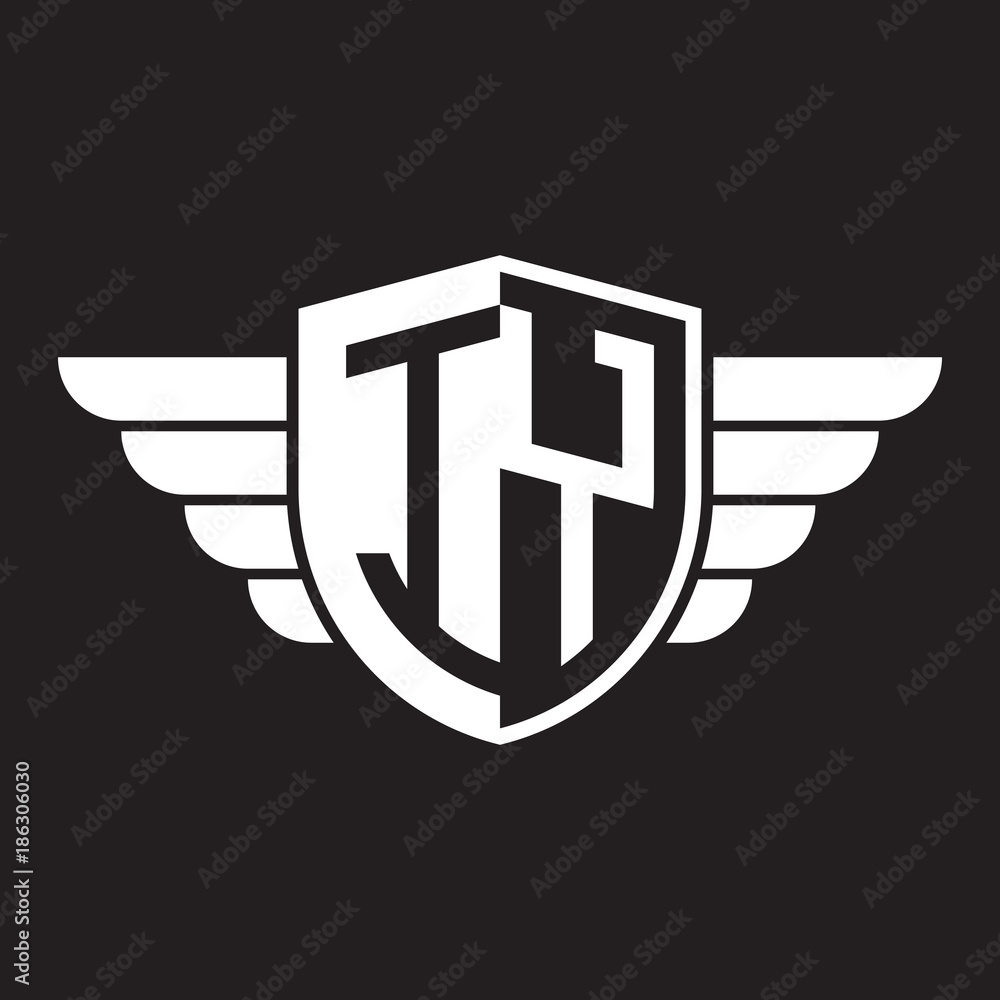 Initial two letter logo shield with wing Initial two letter logo shield with wing