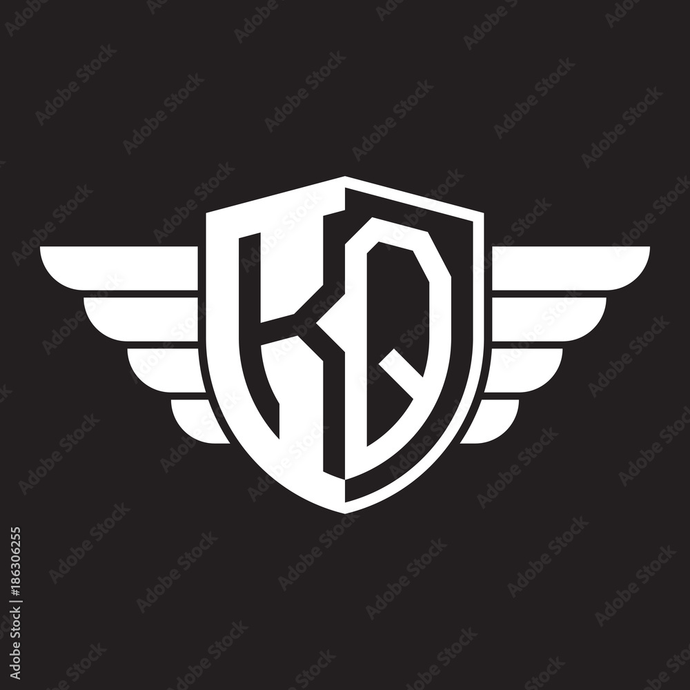 Initial two letter logo shield with wing Initial two letter logo shield with wing
