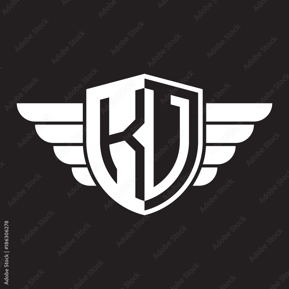 Initial two letter logo shield with wing Initial two letter logo shield with wing