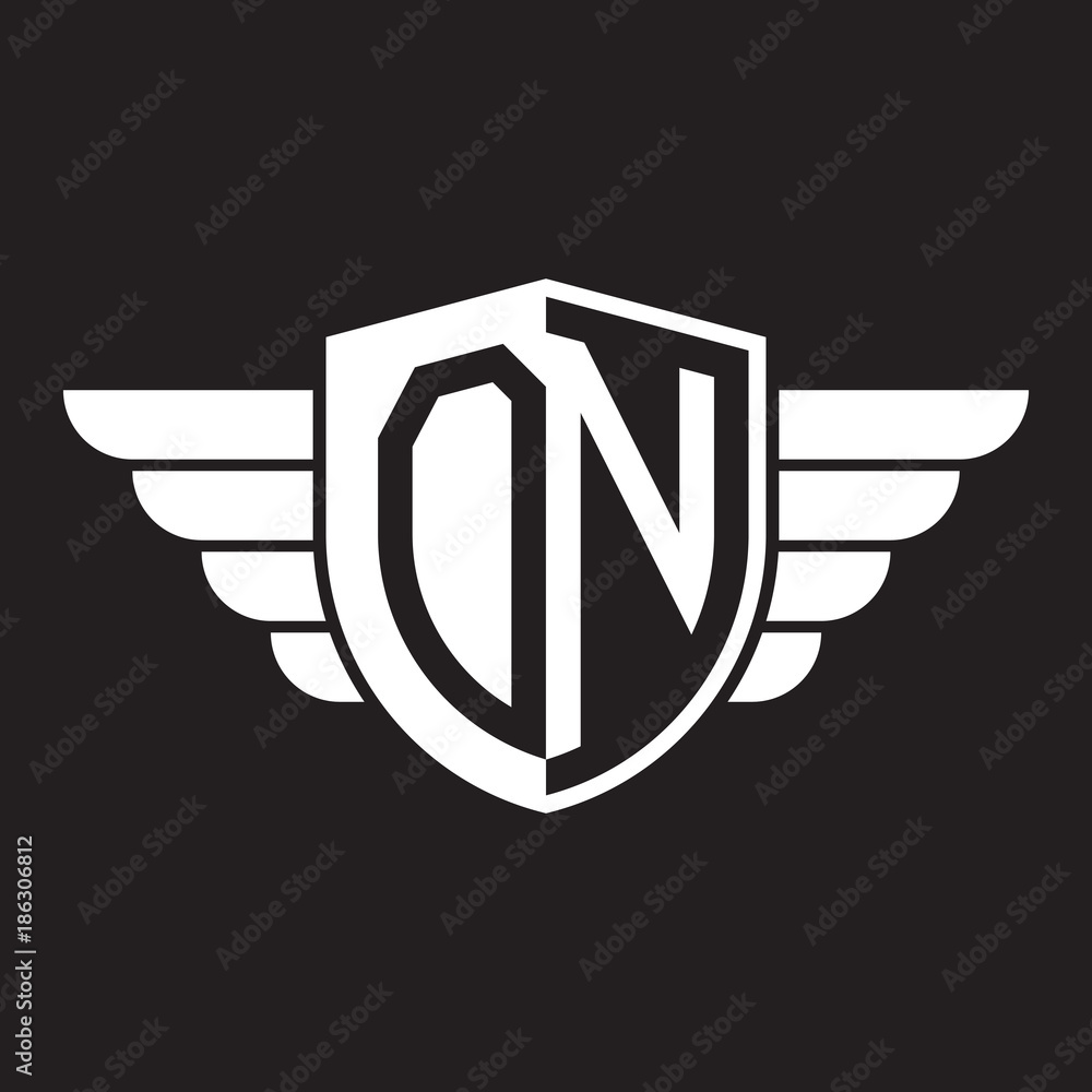 Initial two letter logo shield with wing Initial two letter logo shield with wing